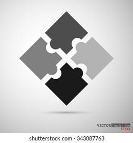 Grayscale puzzle infographic concept. Vector illustration