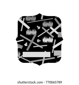 grayscale quadrate with abstract figures memphis background