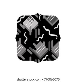 grayscale quadrate with graphic memphis geometric background