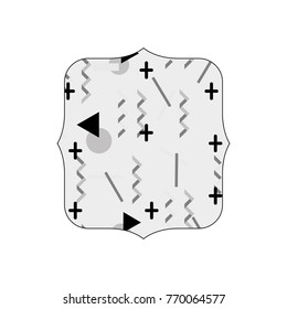 grayscale quadrate with memphis geometric art background