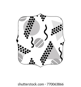 grayscale quadrate with memphis geometric figures background