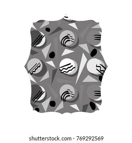 grayscale rectangle with graphic memphis style background
