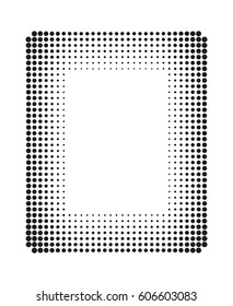 Gray-scale rectangular Frame of dots. Simple Halftone Frame