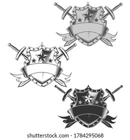 Graustufen-Flachmatte für Wappen-Vektordesign