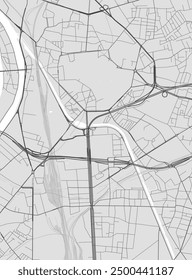 Grayscale Saint-Denis map, France. Vector city streetmap, municipal area.