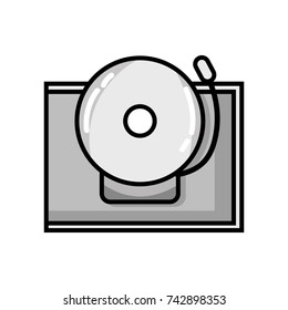grayscale school bell alert object design