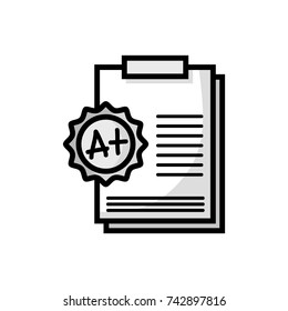 grayscale school report education with A plus result