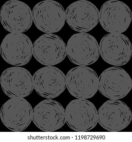 grayscale seamless simple pattern of circles and shapes