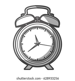 grayscale silhouette of alarm clock with thick contour vector illustration