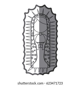 grayscale silhouette of canvas of faceless virgin of guadalupe vector illustration
