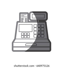 grayscale silhouette of cash register vector illustration