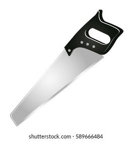 grayscale silhouette color of handsaw tool vector illustration