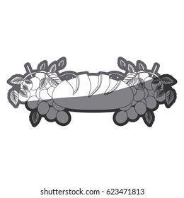 grayscale silhouette of communion religious icons of bread and grapes vector illustration