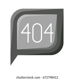 grayscale silhouette dialogue square with tail with 404 not found symbol vector illustration