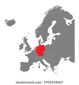 Grayscale silhouette with europe map and Germany in red color