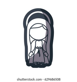 grayscale silhouette of faceless image of saint virgin mary vector illustration