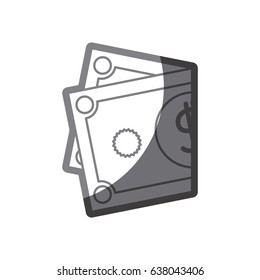 grayscale silhouette of folded bill in two parts vector illustration