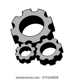 grayscale silhouette with gear wheels set