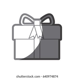 grayscale silhouette of gift box with decorative ribbon and topknot vector illustration