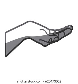 grayscale silhouette of hand extended vector illustration