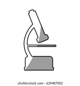 grayscale silhouette with icon of microscope tool vector illustration