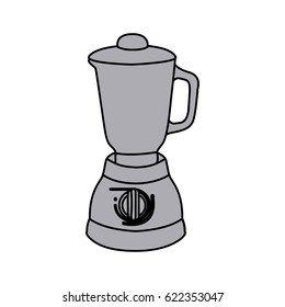 grayscale silhouette with kitchen blender vector illustration