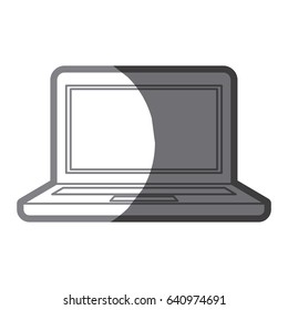 grayscale silhouette of laptop computer vector illustration