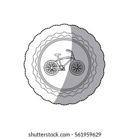  grayscale silhouette with middle shadow sticker of bicycle in round frame