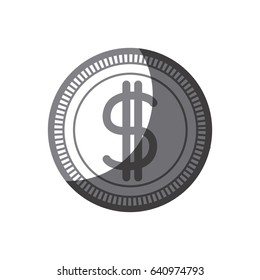 grayscale silhouette of money coin icon vector illustration