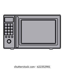 grayscale silhouette with oven microwave vector illustration