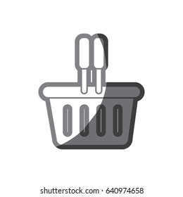 grayscale silhouette of plastic shopping basket vector illustration