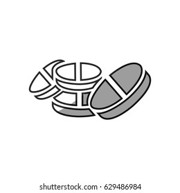 grayscale silhouette with symbol of pills vector illustration