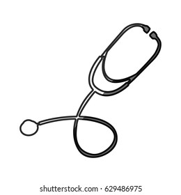 grayscale silhouette with symbol of stethoscope vector illustration