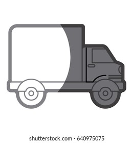 grayscale silhouette of truck with wagon vector illustration