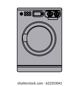 grayscale silhouette with washing machine vector illustration
