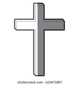 grayscale silhouette of wooden cross vector illustration