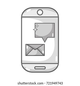 grayscale smartphone technology with e-mail chat bubble