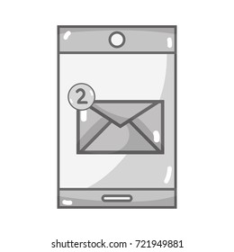 grayscale smartphone technology with e-mail message information