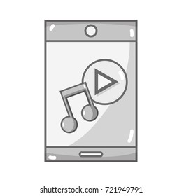 grayscale smartphone technology with music sound icon