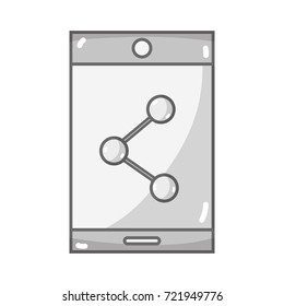 grayscale smartphone technology with share connection icon