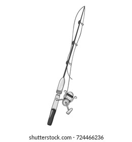 grayscale spincast reel object to fishing recreation