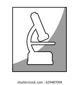 grayscale square frame shading with microscope tool icon flat vector illustration