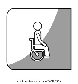 grayscale square frame shading with pictogram person in wheelchair vector illustration