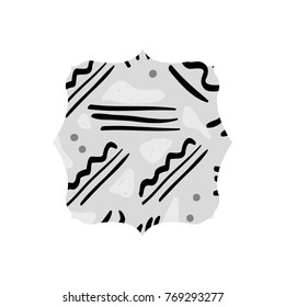 grayscale square with geometric memphis figure background