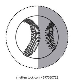 grayscale sticker with baseball ball vector illustration