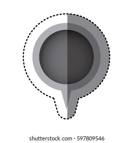 grayscale sticker of circular speech with tail vector illustration