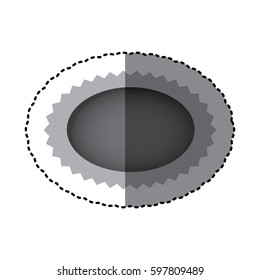 grayscale sticker with oval speech with sawtooth contour vector illustration