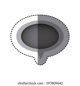 grayscale sticker of oval speech with tail vector illustration