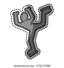 grayscale sticker with pictogram of ice skating player