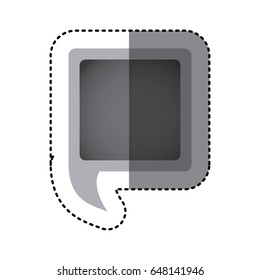 grayscale sticker of square speech with tail vector illustration